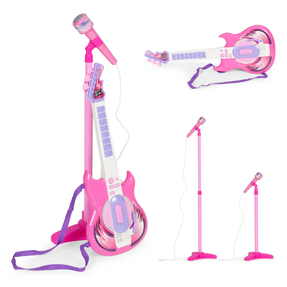 ⁨Zestaw gitara elektryczna mikrofon statyw dla dzieci mp3⁩ w sklepie Wasserman.eu