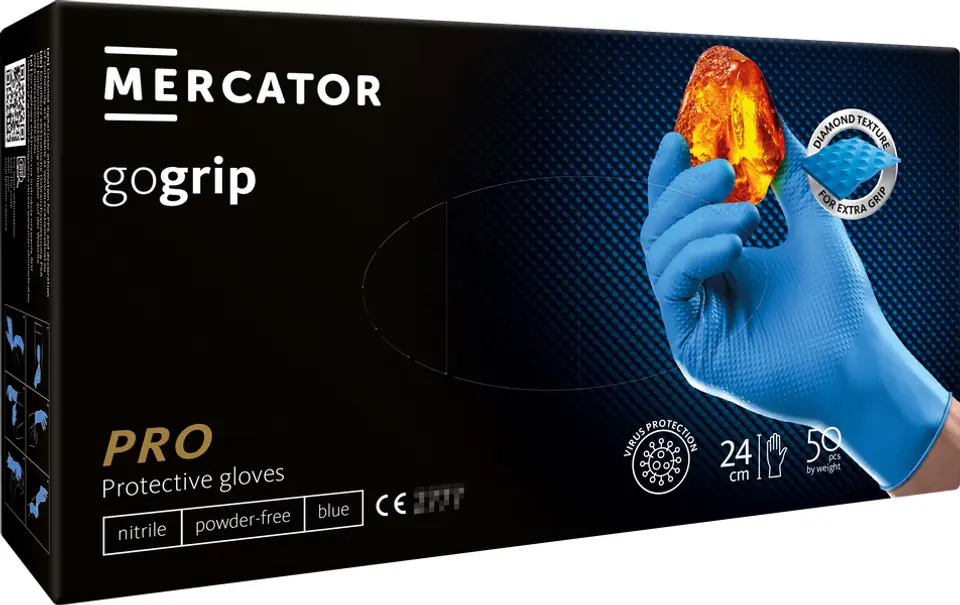 ⁨Rękawice nitrylowe niebieskie mercator gogrip blue 50 sztuk rozmiar m⁩ w sklepie Wasserman.eu