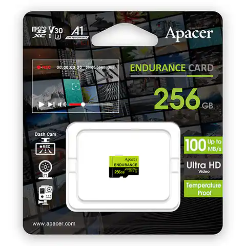 ⁨Apacer Karta pamięci Endurance, 256GB, micro SDXC, AP256GEDM1D05-R, UHS-I U3 (Class 10), V30, A1⁩ w sklepie Wasserman.eu