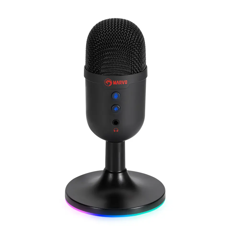 Marvo, gamingowy mikrofon, MIC-06, czarny, Podświetlenie RGB, wejście słuchawkowe w sklepie Wasserman.eu