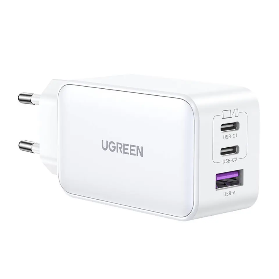 ⁨Ładowarka sieciowa UGREEN 15339 Nexode, 2xUSB-C, USB-A 3.0, PD3.0, QC4.0, GaN, 65W (biała)⁩ w sklepie Wasserman.eu