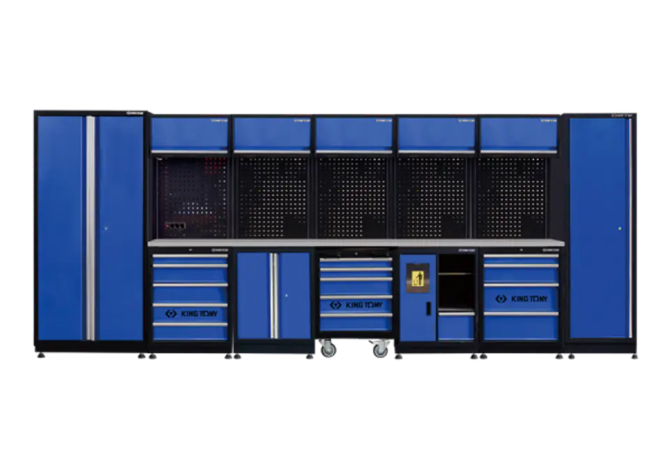 ⁨ZESTAW MEBLI WARSZTATOWYCH NUMER 21 (NIEBIESKIE), 4885x600x1900mm King Tony⁩ w sklepie Wasserman.eu