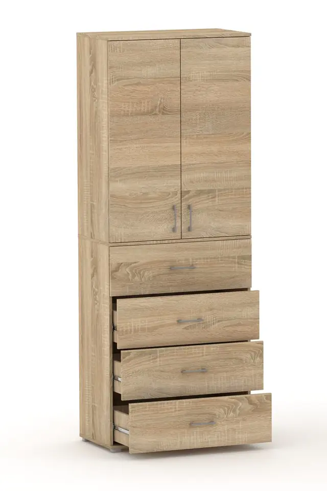 ⁨Regał Szafa POLA 215 4S3P2D - 4 szuflady- 4 szerokości do wyboru. Dąb Sonoma⁩ w sklepie Wasserman.eu