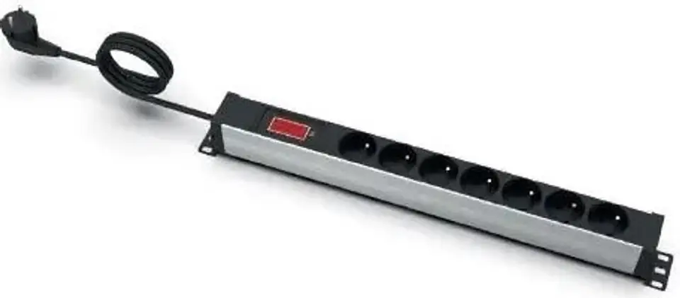 ⁨EMITERNET EmiterNet 19" 7-pole power strip with pin, ammeter, 3m cable, uni-schuko plug EM/LZ19.07F.3S.A⁩ at Wasserman.eu