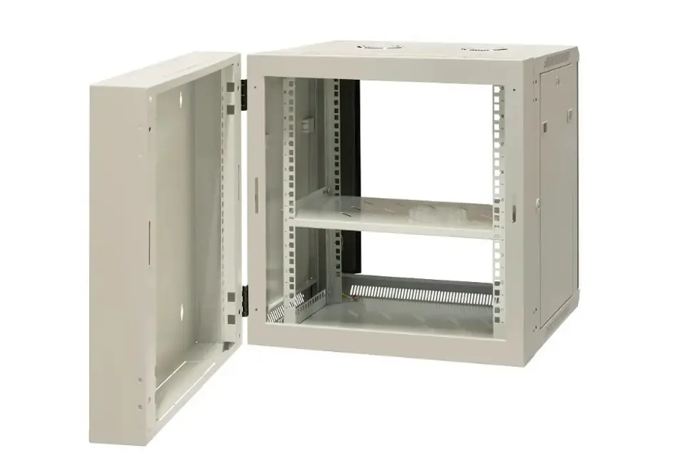 ⁨EMITERNET Split hanging cabinet 19" 12U, sheet metal/glass door, 600×550×635mm width/depth/height EM/AH6512⁩ at Wasserman.eu