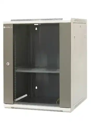 ⁨EMITERNET Single hanging cabinet 19'' 15U, sheet metal/glass door, 600×600×770mm width/depth/height. EM/AP6615⁩ at Wasserman.eu