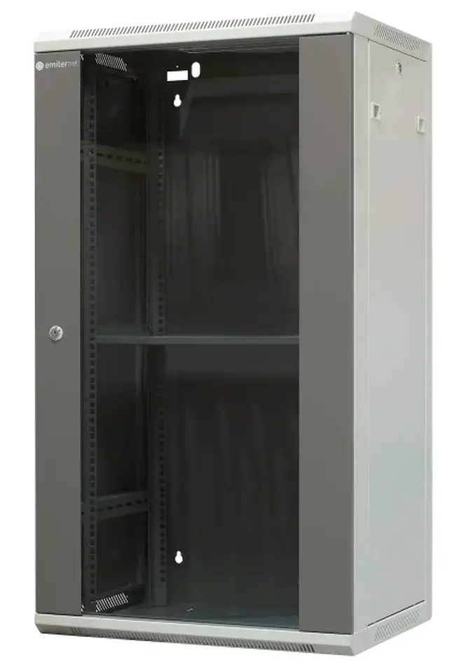 ⁨EMITERNET Separate hanging cabinet 19" 22U, sheet metal/glass doors, 600×450×1083mm width/depth/height EM/AP6422⁩ at Wasserman.eu