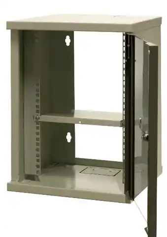 ⁨EMITERNET Single hanging cabinet 10'' 9U, sheet metal/glass doors, 325×330x445mm (width/depth/height) EM/SOHO-9U⁩ at Wasserman.eu