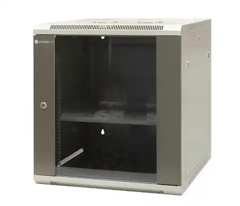 ⁨EMITERNET Single hanging cabinet 19'' 12U, sheet metal/glass door, 600×600×635mm width/depth/height. EM/AP6612⁩ at Wasserman.eu
