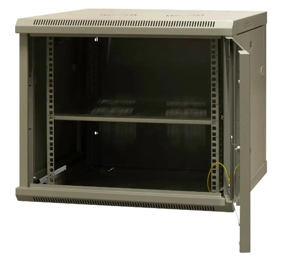 ⁨EMITERNET Separate hanging cabinet 19'' 9U, unassembled, sheet metal/glass door, 600x600x500mm width/depth/height. EM/AS6609X⁩ at Wasserman.eu