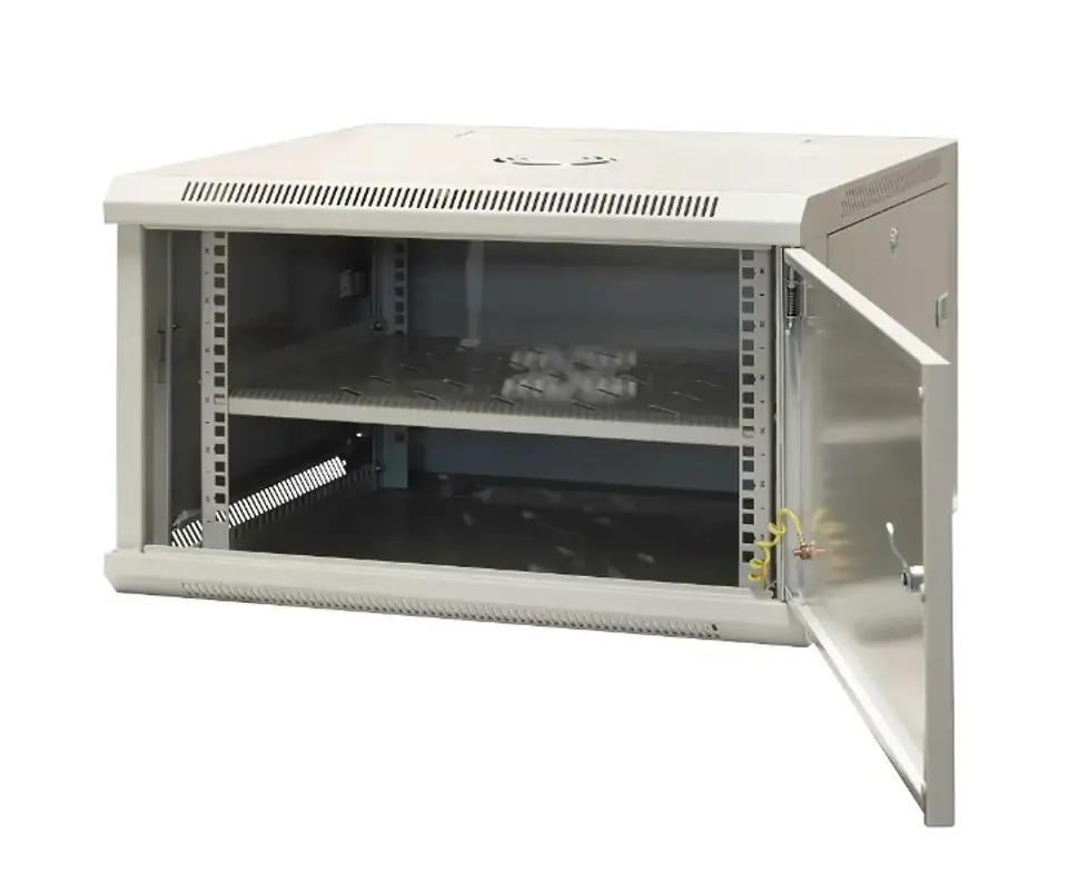 ⁨EMITERNET Single-wall hanging cabinet 19'' 6U, full sheet metal doors, 600×600×370mm width/depth/height. EM/AP6606-B⁩ at Wasserman.eu