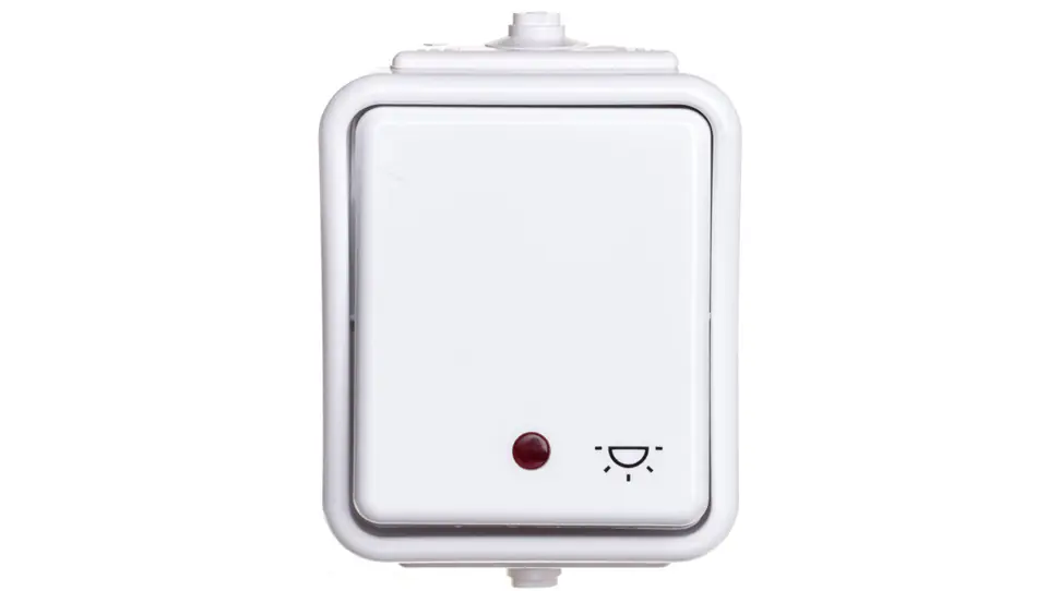 ⁨Cedar Hermetic button IP44 light with backlight 10A white IP44 WNt-102CS WNT102CS01⁩ at Wasserman.eu