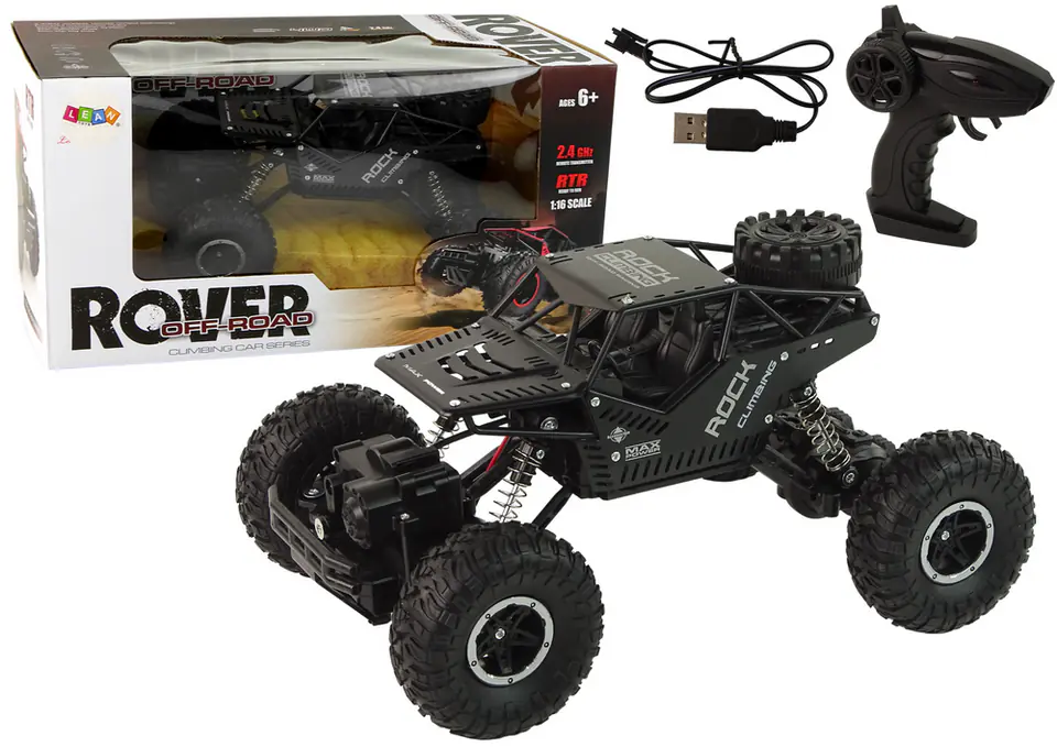 ⁨Pojazd RC Rover 1:16 Auto Czarne Zdalnie Sterowane Na Pilot⁩ w sklepie Wasserman.eu