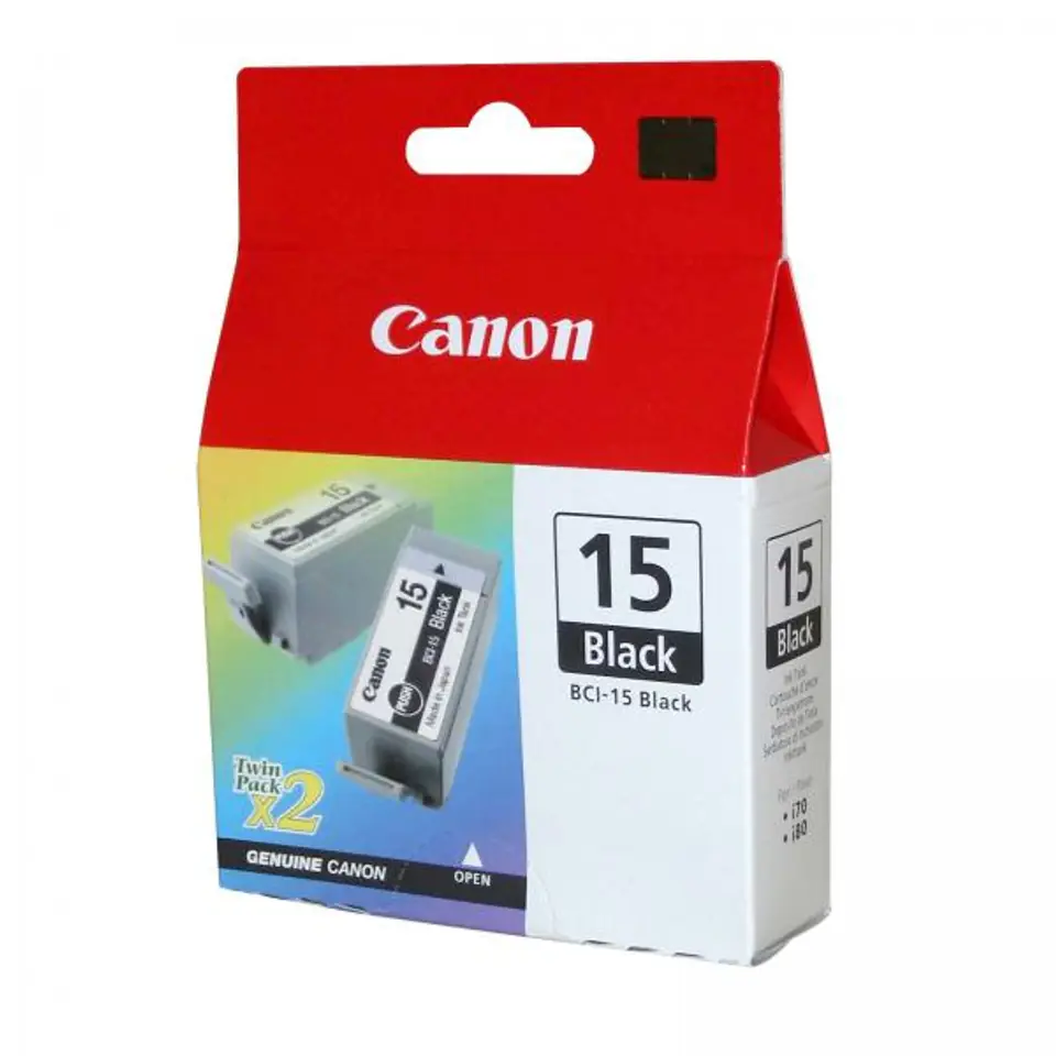 ⁨Canon oryginalny ink / tusz BCI-15 BK, 8190A002, black, 390s, 2szt, -⁩ w sklepie Wasserman.eu