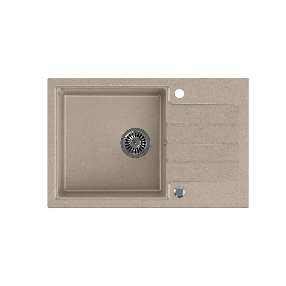 ⁨QUADRON PETER 111 granite sink Steingran beige with manual siphon and screw cap⁩ at Wasserman.eu