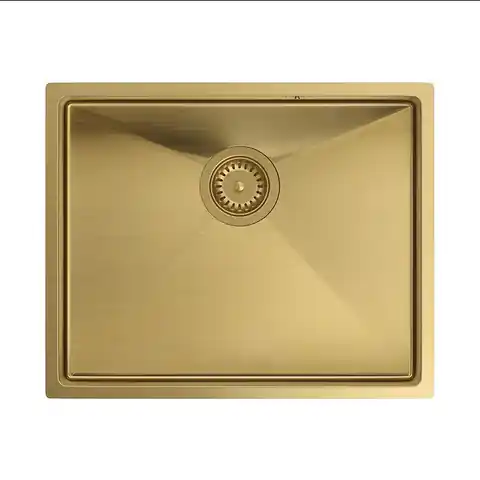 ⁨Zlewozmywak stalowy QUADRON ANTHONY złoty podwieszany + syfon save space w kolorze PVD⁩ w sklepie Wasserman.eu