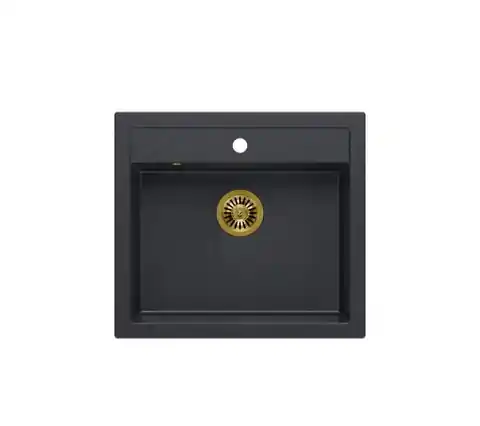 ⁨Zlewozmywak granitowy QUADRON BILL 110 czarny wpuszczany + syfon save space w kolorze PVD⁩ w sklepie Wasserman.eu