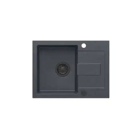 ⁨Zlewozmywak granitowy QUADRON CHRISTIAN 116 czarny wpuszczany + syfon save space w kolorze⁩ w sklepie Wasserman.eu