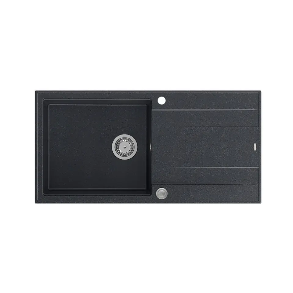 ⁨Zlewozmywak granitowy QUADRON EVAN 146 XL czarny wpuszczany + syfon Push-2-Open⁩ w sklepie Wasserman.eu