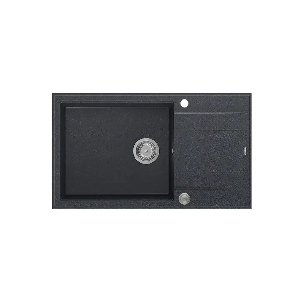 ⁨Zlewozmywak granitowy QUADRON EVAN 136 XL czarny wpuszczany + syfon Push-2-Open⁩ w sklepie Wasserman.eu