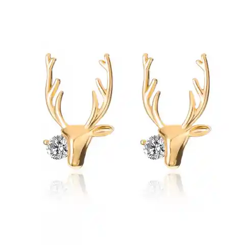 ⁨Reindeer earrings gold stick K1495⁩ at Wasserman.eu