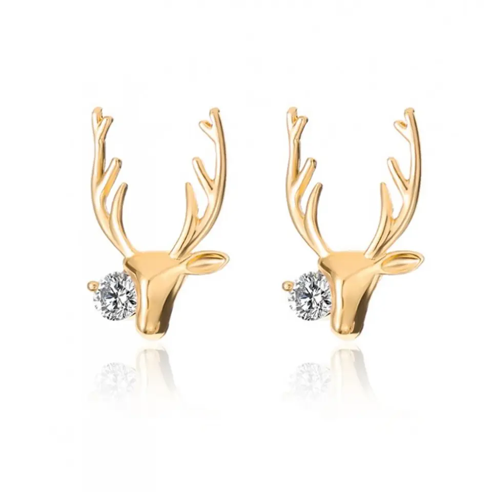 ⁨Reindeer earrings gold stick K1495⁩ at Wasserman.eu