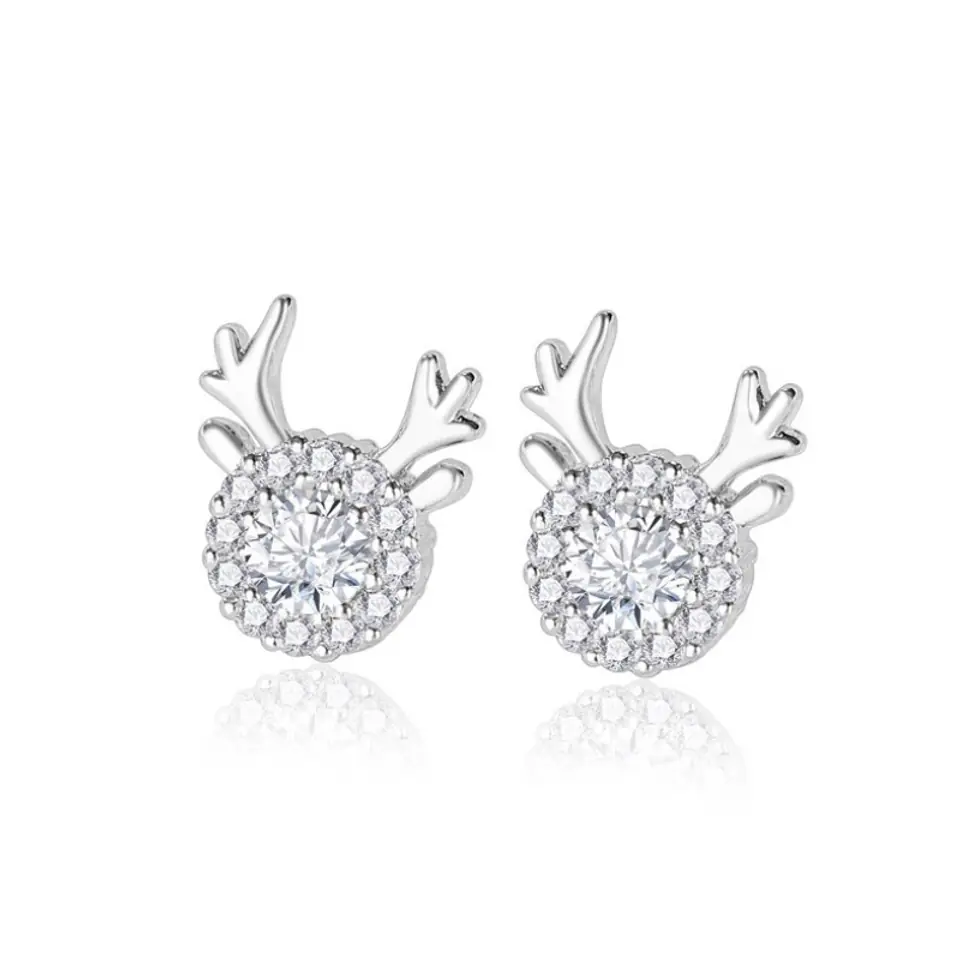 ⁨SURGICAL STEEL RHODIUM REINDEER EARRINGS K1448⁩ at Wasserman.eu