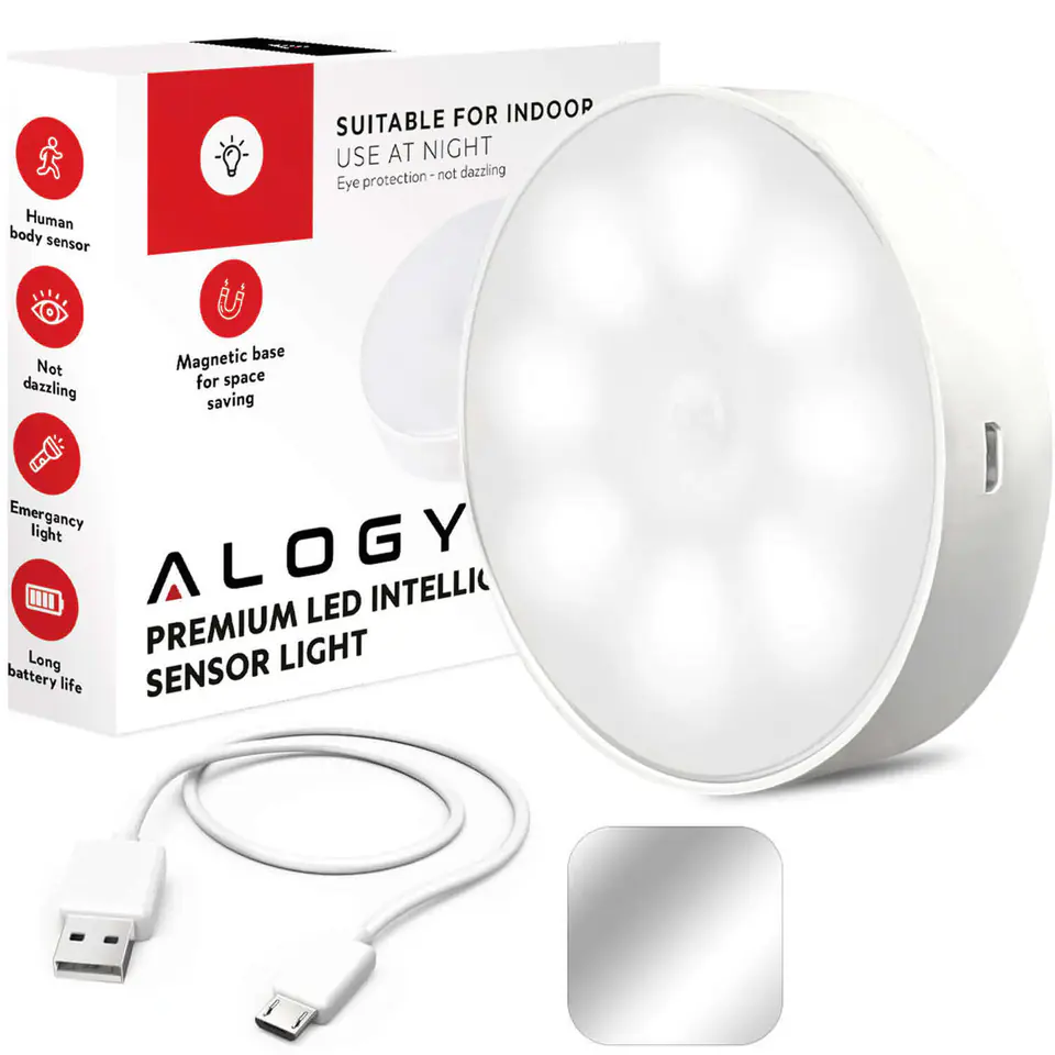 ⁨Lampka lampa LED czujnik ruchu zmierzchu nocna Alogy Sensor Light Bezprzewodowa oświetlenie meblowe Światło białe 6000k⁩ w sklepie Wasserman.eu