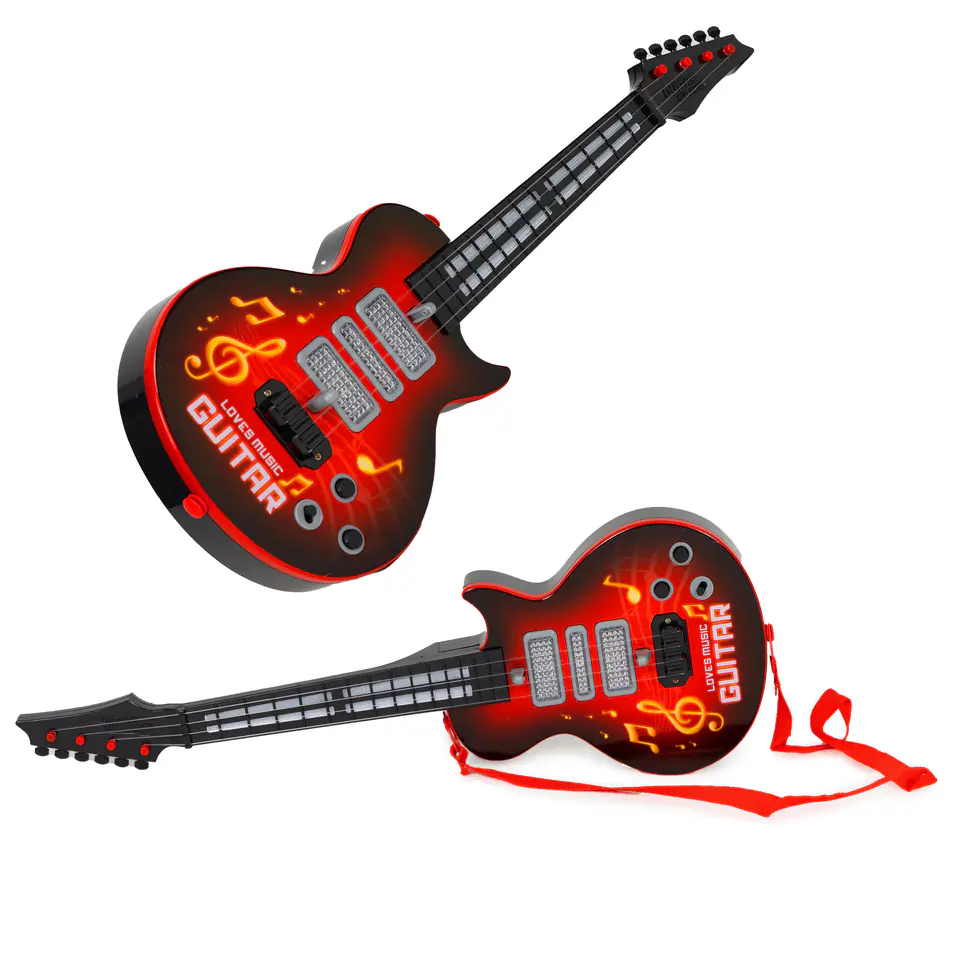 ⁨Gitara dla dzieci elektryczna z nauką gry na gitarze podczerwień melodie czerwona⁩ w sklepie Wasserman.eu