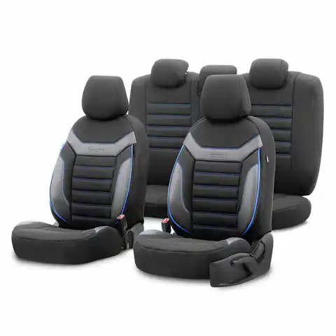 ⁨Komplet pokrowców na fotele samochodowe otom individual 203 black/blue 3-zip⁩ w sklepie Wasserman.eu