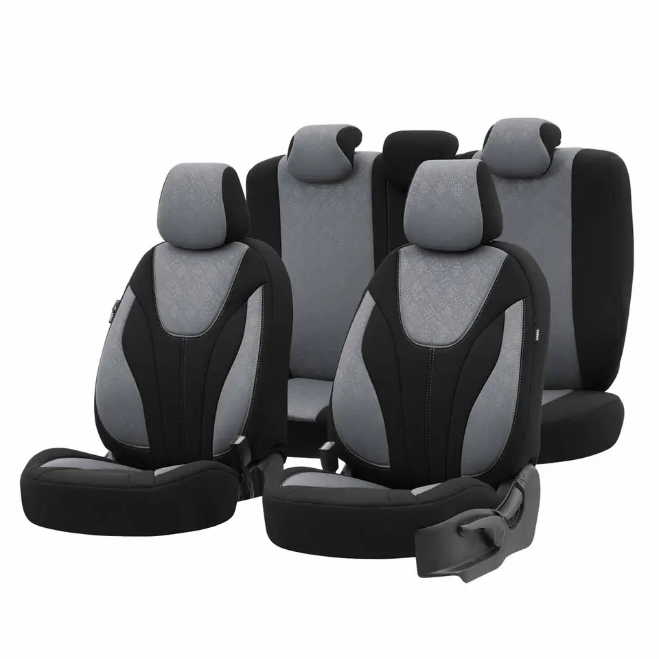 ⁨Komplet pokrowców na fotele samochodowe otom ruby 1202 grey/black 3-zip⁩ w sklepie Wasserman.eu