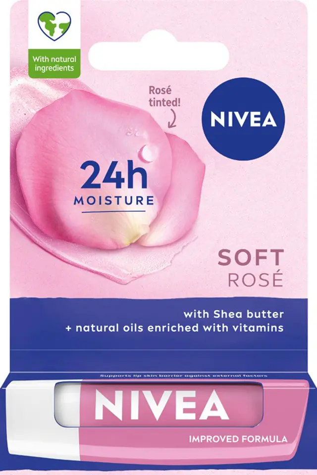 ⁨NIVEA Nawilżająca Pomadka ochronna do ust Soft Rose 4.8g⁩ w sklepie Wasserman.eu