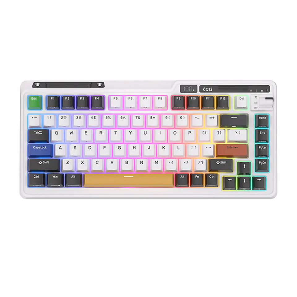 ⁨Bezprzewodowa klawiatura mechaniczna Royal Kludge KZZI K75 pro RGB, Eternity Switch (czarno-biała)⁩ w sklepie Wasserman.eu