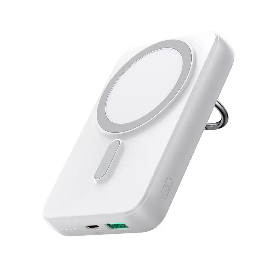 ⁨Powerbank bezprzewodowy 10000mAh Joyroom JR-W050 20W MagSafe z ringiem i podstawką - biały⁩ w sklepie Wasserman.eu