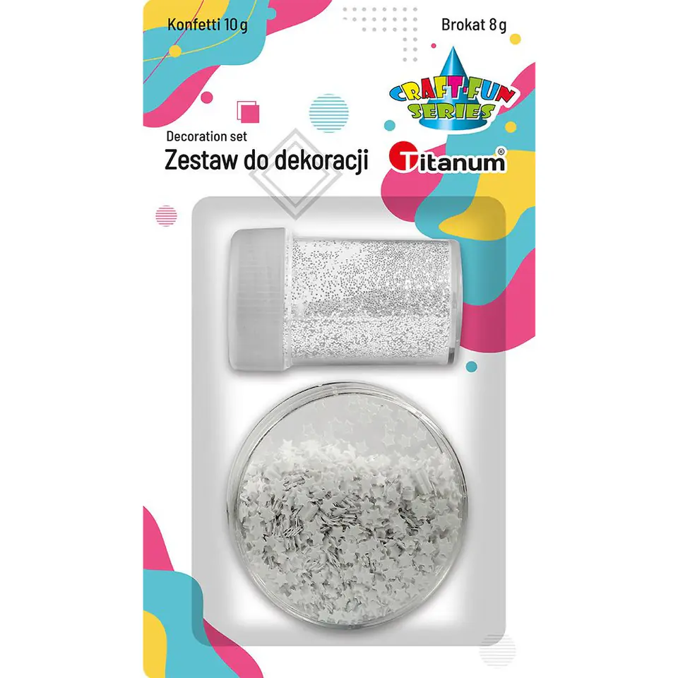 ⁨Zestaw brokat 8g i konfetti 10g biały 307633 TITANUM⁩ w sklepie Wasserman.eu