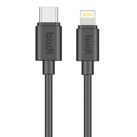 ⁨Kabel USB-C do Lightning Budi, 1.2m, 35W (czarny)⁩ w sklepie Wasserman.eu