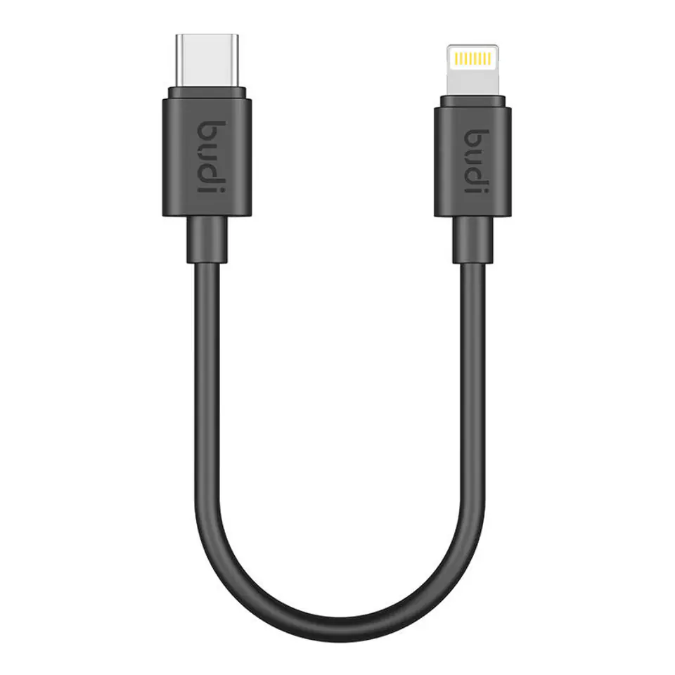 ⁨Kabel USB-C do Lightning Budi 35W 25cm (czarny)⁩ w sklepie Wasserman.eu