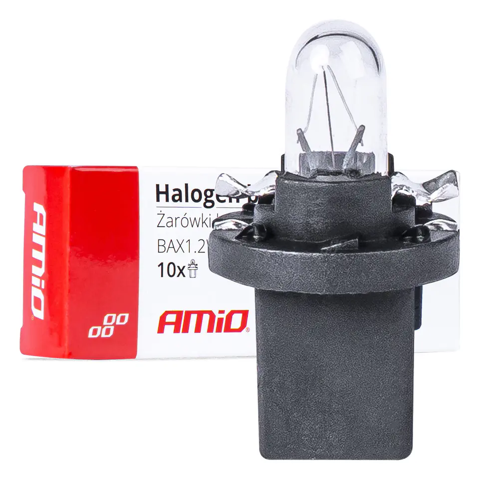 ⁨Żarówki halogenowe t5 b8.5d 12v bax1.2w 10szt. amio-03371⁩ w sklepie Wasserman.eu
