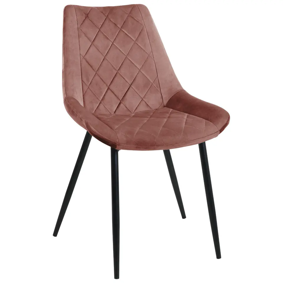 ⁨4x Velour upholstered quilted chair SJ.0488 Pink⁩ at Wasserman.eu