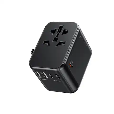 ⁨WEKOME WP-U03 Pop Digital Series - Ładowarka / Adapter podróżny EU / UK / US / AU + 3x USB-C & 2x USB-A 30W (Czarny)⁩ w sklepie Wasserman.eu
