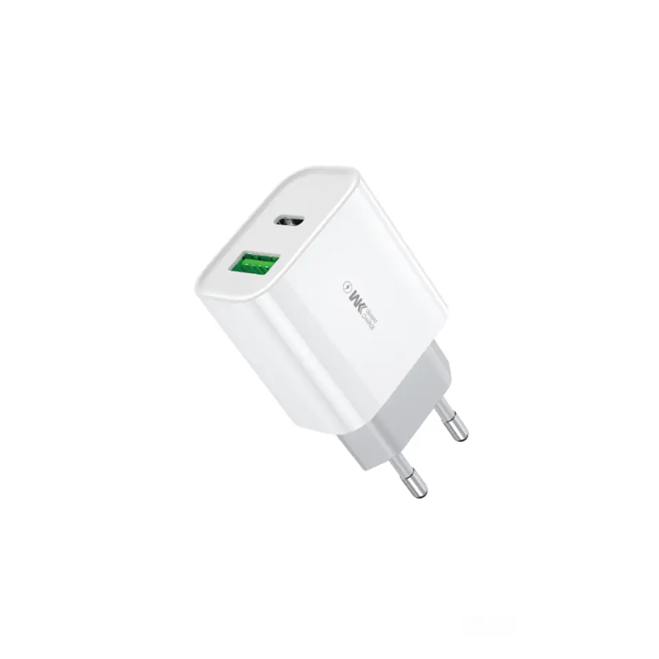 ⁨WEKOME WP-U53 Maxspeed - Ładowarka sieciowa USB-C PD 20W & USB-A QC3.0 18W Fast Charger (Biały)⁩ w sklepie Wasserman.eu