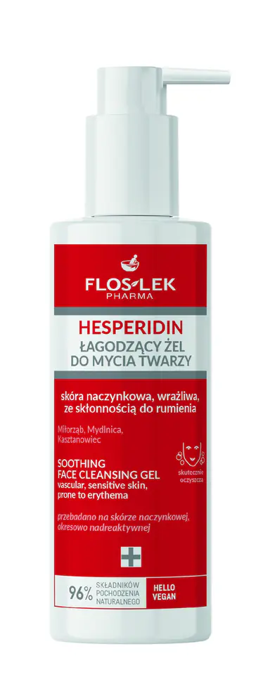 ⁨FLOSLEK Pharma Hesperidin Łagodzący Żel do mycia twarzy - skóra naczynkowa,wrażliwa ze skłonnością do rumienia 175ml⁩ w sklepie Wasserman.eu