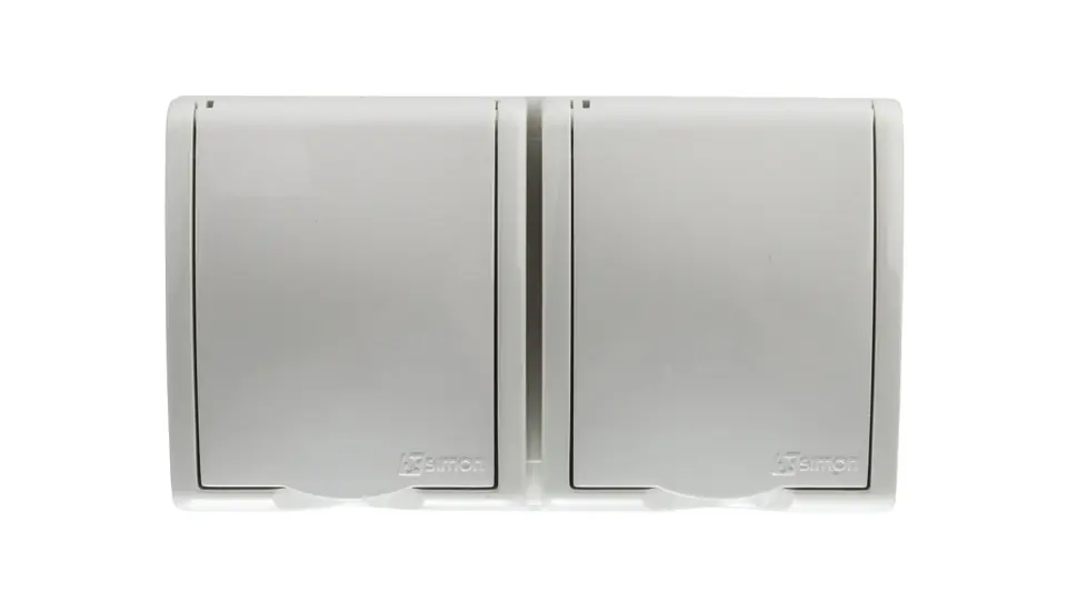⁨Simon Aquarius Hermetic socket double z/u IP54 with track shutter and flap white AQGZ1-2z/11⁩ at Wasserman.eu