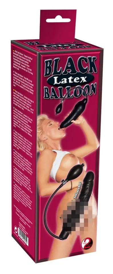 ⁨Dildo lateksowe pompowane Black Latex Balloon 24 cm⁩ w sklepie Wasserman.eu