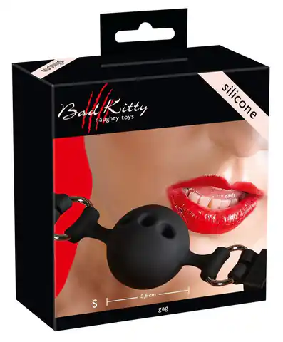 ⁨Czarny silikonowy knebel kula Bad Kitty śr. 3,5cm⁩ w sklepie Wasserman.eu