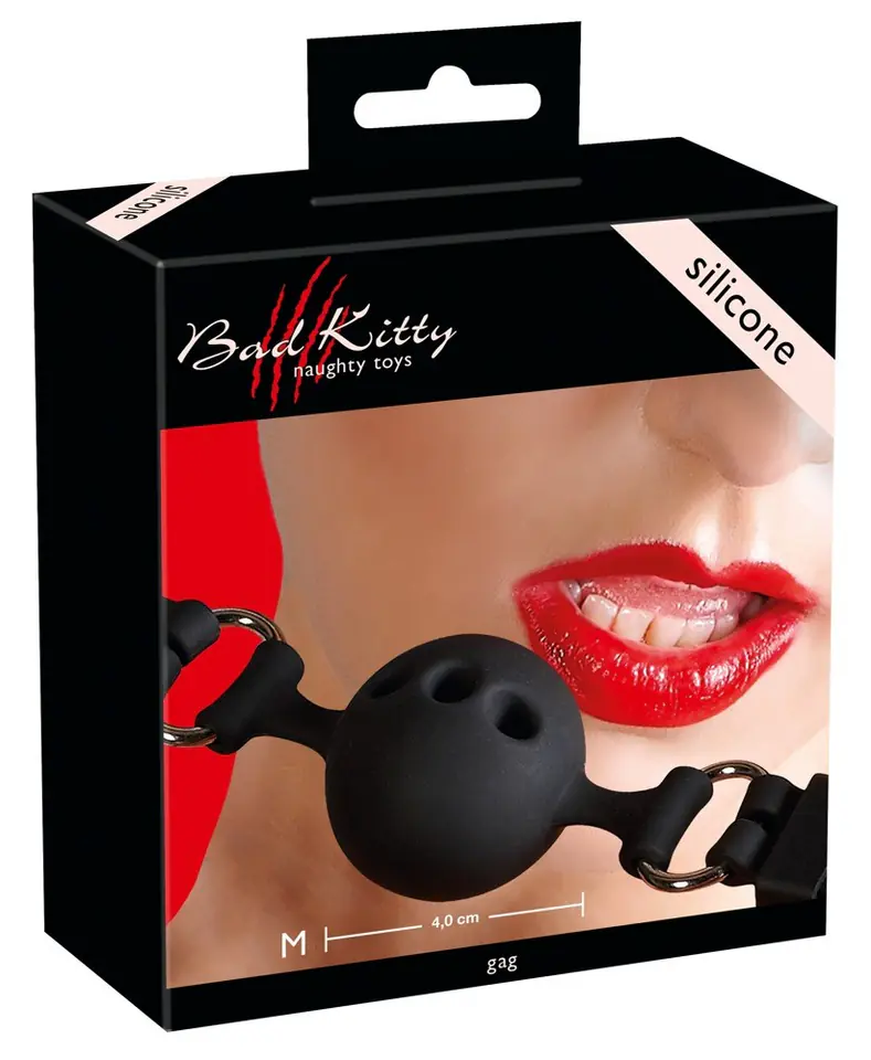 ⁨Czarny silikonowy knebel kula Bad Kitty śr. 4cm⁩ w sklepie Wasserman.eu