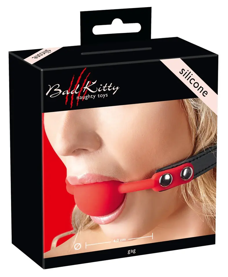 ⁨Red silicone gag ball Bad Kitty Wed. 4cm⁩ at Wasserman.eu