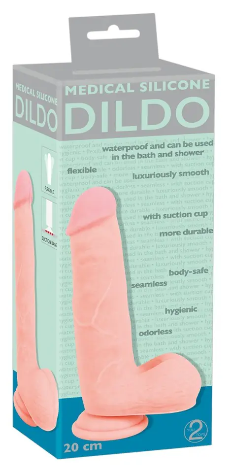 ⁨Dildo silikonowe medyczne z przyssawką 20 cm⁩ w sklepie Wasserman.eu