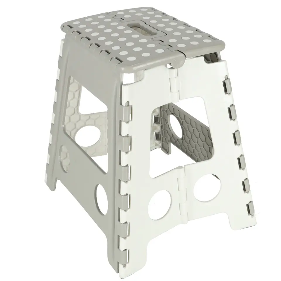 ⁨Stołek taboret składany antypoślizgowy wysoki 39cm jasny szary⁩ w sklepie Wasserman.eu