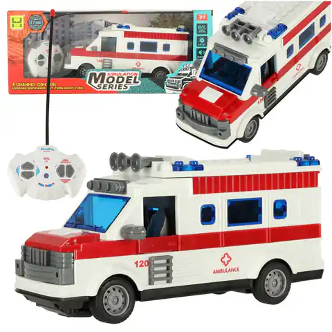 ⁨Ambulans karetka pogotowia dla dzieci zdalnie sterowana na pilota światła dźwięk 1:30⁩ w sklepie Wasserman.eu